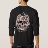 "Mechanical Bloom" – Gothic Skull with Floral Gear スウェットシャツ (裏面)