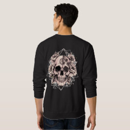 "Mechanical Bloom" – Gothic Skull with Floral Gear スウェットシャツ