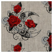 Mechanical Crescent with Red Roses ファブリック (クローズアップ)