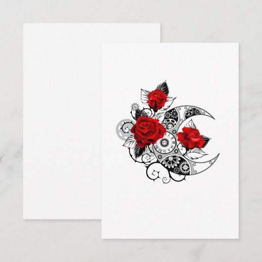 Mechanical Crescent with Red Roses 招待状 (正面/裏面)