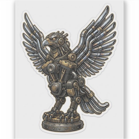Mechanical Eagle Sticker — Steampunk Biker  シール (正面)