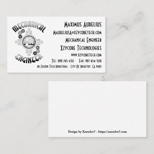 Mechanical Engineerのギア 名刺 (正面/裏面)