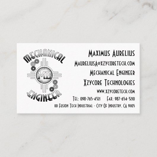 Mechanical Engineerのギア 名刺 (正面)