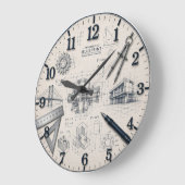 Mechanical Engineer STEM Office & Workshop Decor ラージ壁時計 (傾斜)