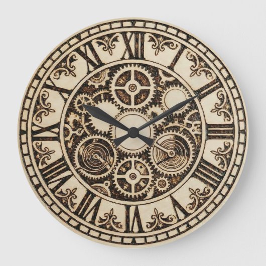  Mechanical Gears Wall Clock ラージ壁時計 (正面)