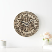  Mechanical Gears Wooden Wall Clock ラージ壁時計 (ホーム)
