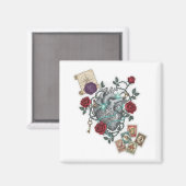 Mechanical Heart with Roses – Vintage Surreal Art マグネット (正面/裏面)