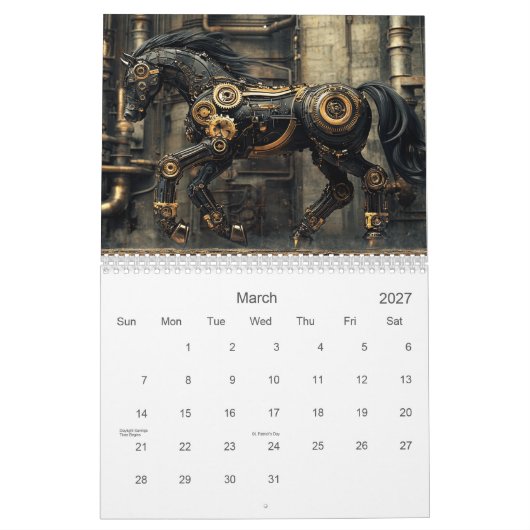Mechanical Steampunk Stallions カレンダー (3月 2027)