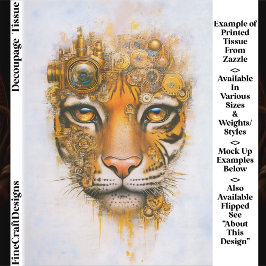 Mechanical Steampunk Tiger Face ER1L Decoupage 薄葉紙