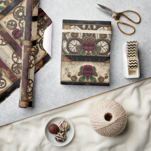 Mechanical Steampunk Wrapping Paper ラッピングペーパー (クラフト)