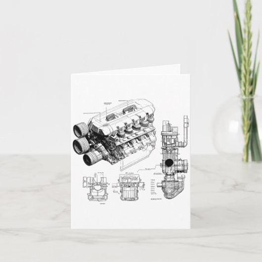 Mechanics Car Enthusiast Men Engine Eces  カード (正面)