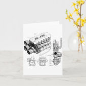 Mechanics Car Enthusiast Men Engine Eces  カード (黄色い花)