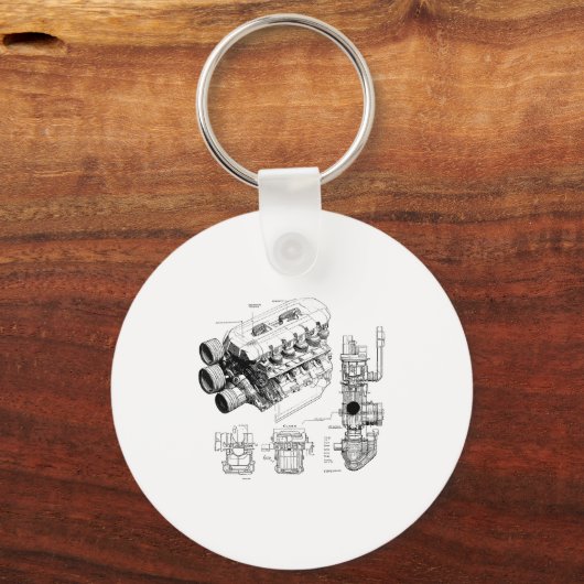 Mechanics Car Enthusiast Men Engine Eces  キーホルダー (正面)