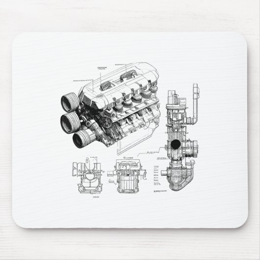 Mechanics Car Enthusiast Men Engine Eces マウスパッド (正面)