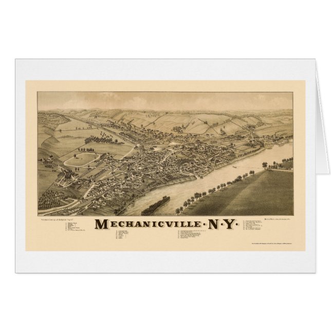 MechanicvilleのNYのパノラマ式の地図- 1885年 (正面横)