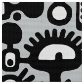 Mechanoid World – グレーc6cbccで白黒 ファブリック (クローズアップ)