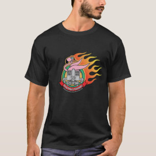 MechCorps: フラミンゴのTシャツを炎にあてる粗野な戦争 Tシャツ