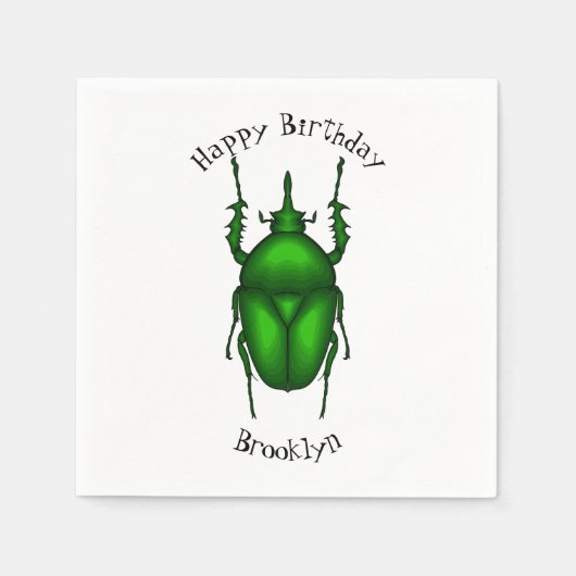 Mecynorhina torquataバグ漫画イラストレーション スタンダードカクテルナプキン (正面)