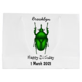 Mecynorhina torquataバグ漫画イラストレーション ラージペーパーバッグ (裏面)