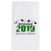 Medの学校の卒業生の2019年の卒業のギフトバッグ(緑) スモールペーパーバッグ (正面)