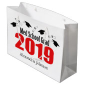 Medの学校の卒業生の2019年の卒業のギフトバッグ(赤い) ラージペーパーバッグ (裏面アングル)