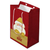 MED:赤と金ゴールドサンタをテーマ ミディアムペーパーバッグ (正面アングル)