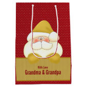 MED:赤と金ゴールドサンタをテーマ ミディアムペーパーバッグ (裏面)