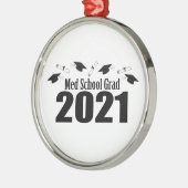 Med School Grad 2021キャップとディプロマス(黒) メタルオーナメント (左)