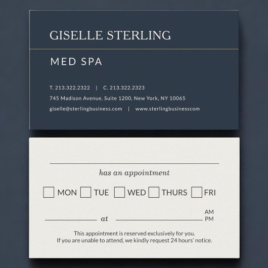 Med Spa Office Appointment Reminder 予約カード