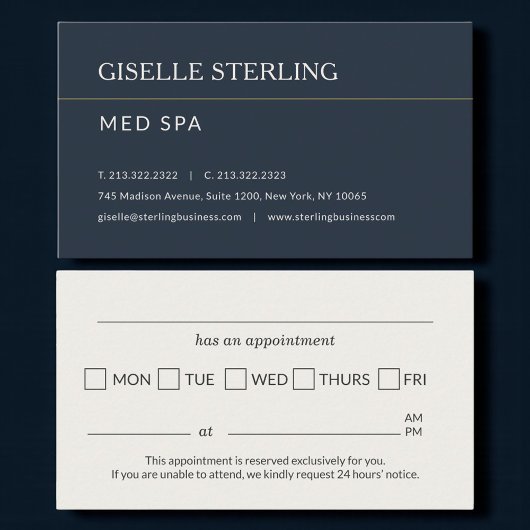 Med Spa Office Appointment Reminder 名刺