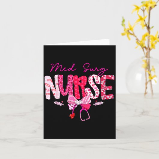 Med Surg Nurse Valentine's Day Stethoscope Coquett カード (黄色い花)