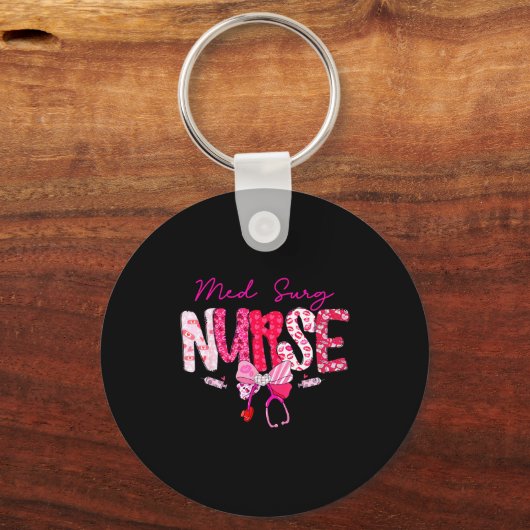 Med Surg Nurse Valentine's Day Stethoscope Coquett キーホルダー (正面)