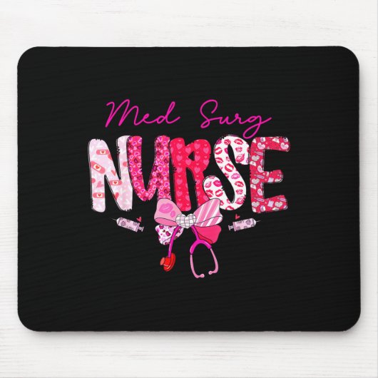 Med Surg Nurse Valentine's Day Stethoscope Coquett マウスパッド (正面)