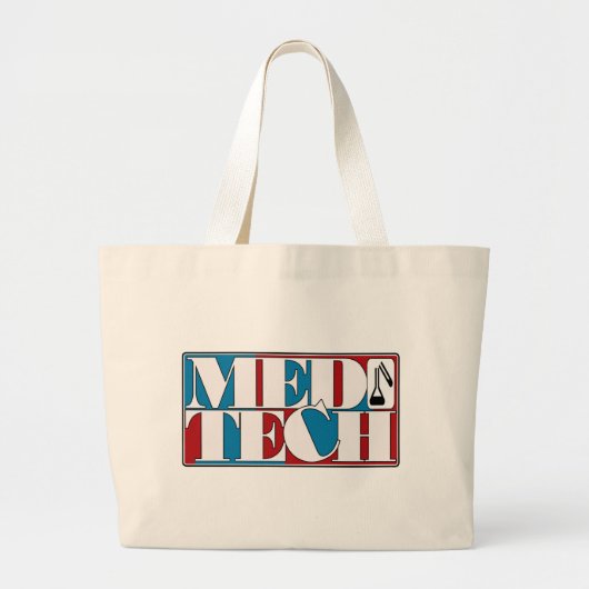 MED TECHの実験室のブロックのロゴ ラージトートバッグ (正面)