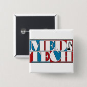 MED TECHの実験室のブロックのロゴ 缶バッジ (正面&裏面)