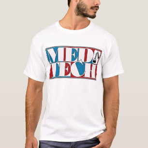 MED TECHの実験室のブロックのロゴ Tシャツ