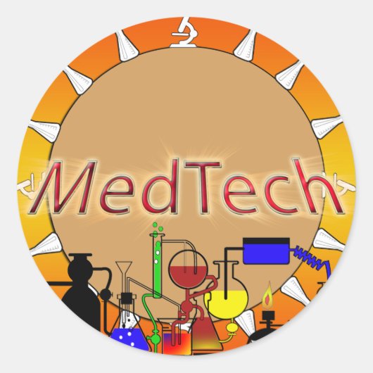 Med Techスターバストロゴ ラウンドシール (正面)
