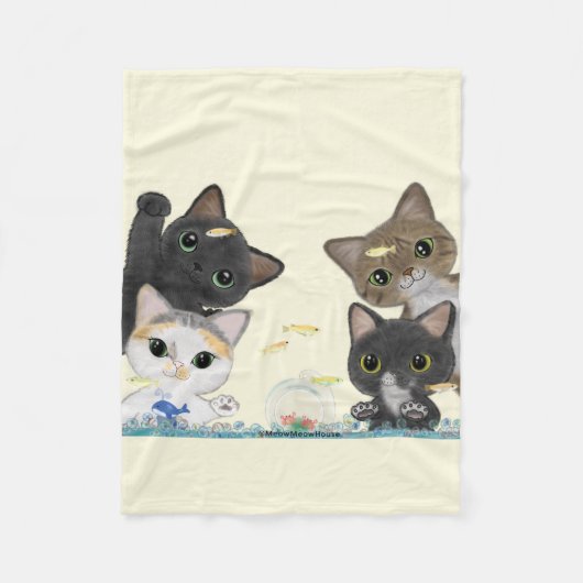 Medaka猫 フリースブランケット (正面)