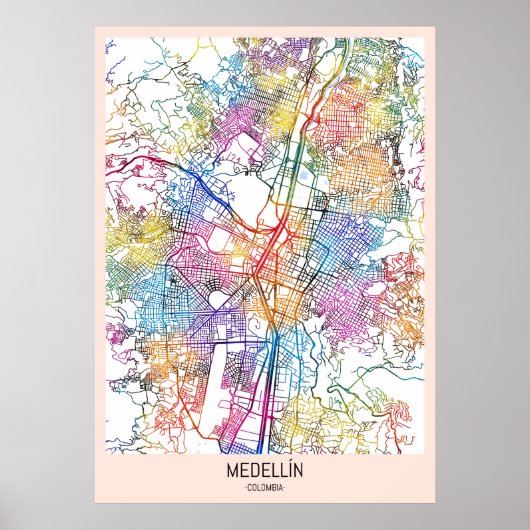 Medellín Colombia City Map ポスター (正面)