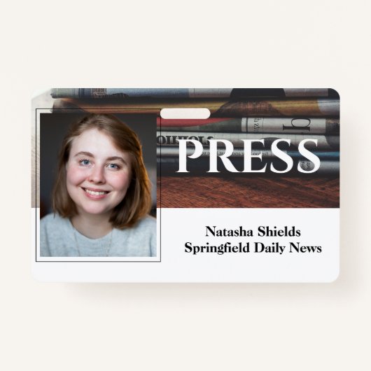 Media Press Employee Staff Photo ID With Name バッジ (正面)