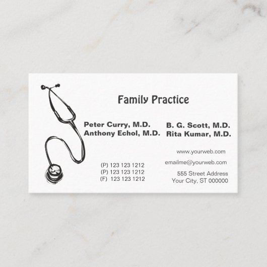 Medicalアポイントメントの看護の聴診器RNの博士 予約カード (正面)