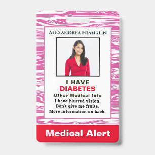 Medical Alert Emergency IDカード写真カスタム バッジ