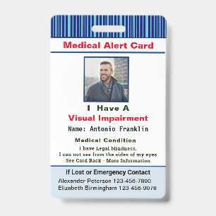 Medical Alert Photo Name 連絡   ID Cardカスタム バッジ