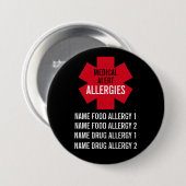 Medical Alert Series Allergies Personalize  缶バッジ (正面&裏面)