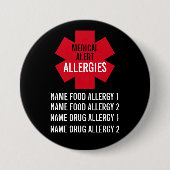 Medical Alert Series Allergies Personalize  缶バッジ (正面)