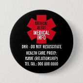 Medical Alert Series Healthcare Proxy Personalize 缶バッジ (正面)