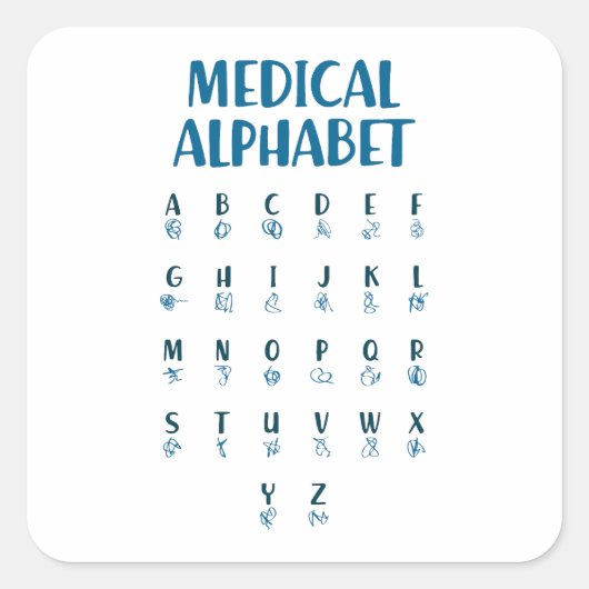 Medical Alphabet スクエアシール (正面)