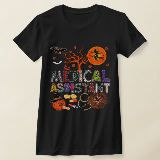 Medical Assistant Halloween Zombie Costume Scary P Tシャツ (レイダウン)