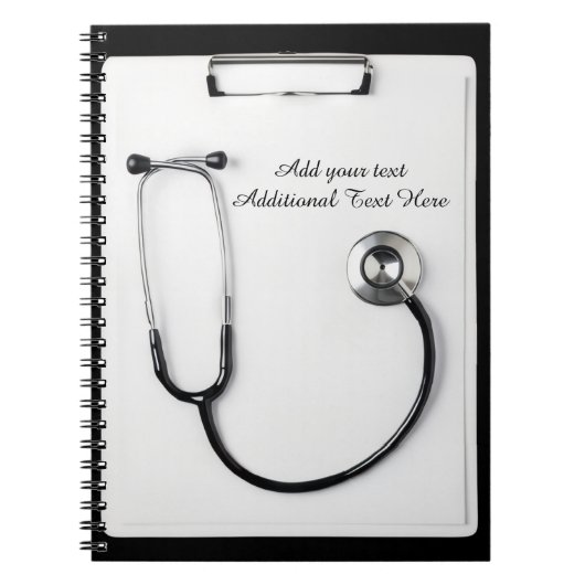 Medical Black Stethoscope Logo clipboard ノートブック (正面)