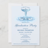 Medical Blue Water Ripples Graduation | Photo 招待状 (正面)